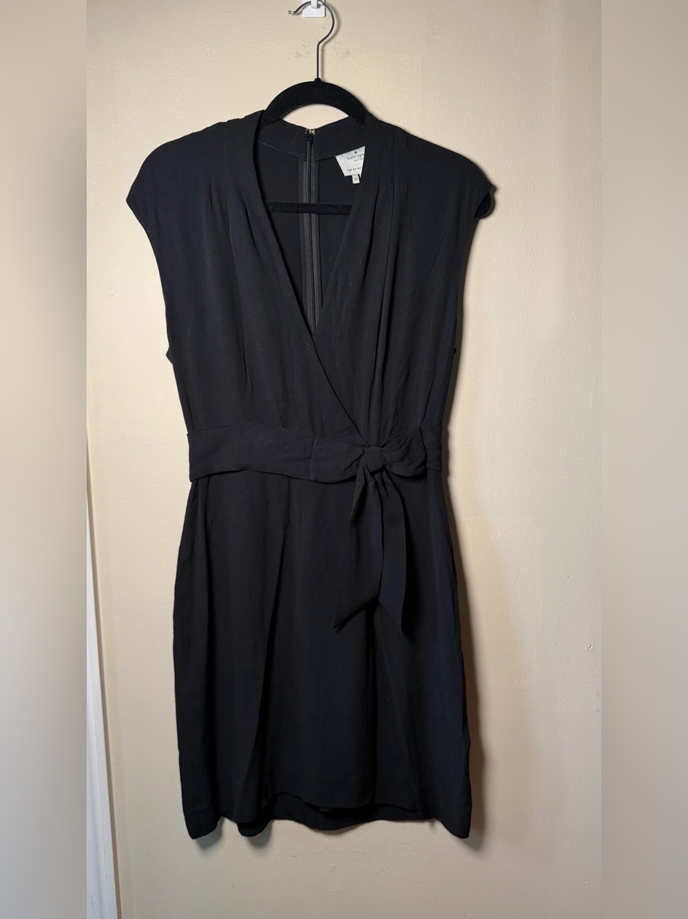 Kate Spade Black Wrap Dress Tie Waist Little Black Dress Size 10